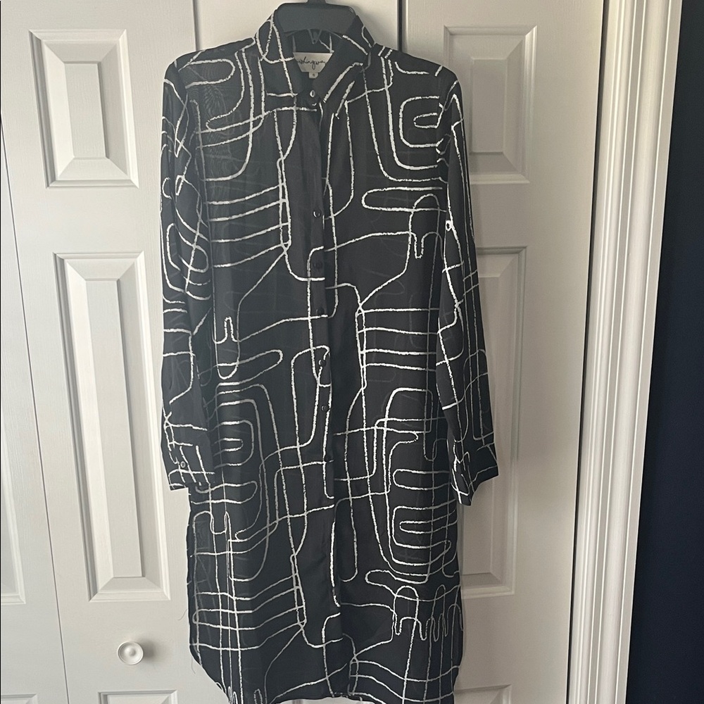 Black and White Shirt Dress/Cover Up